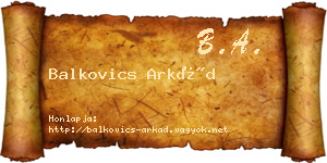 Balkovics Arkád névjegykártya